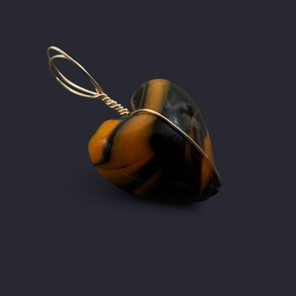 Orange Black Heart Pendant